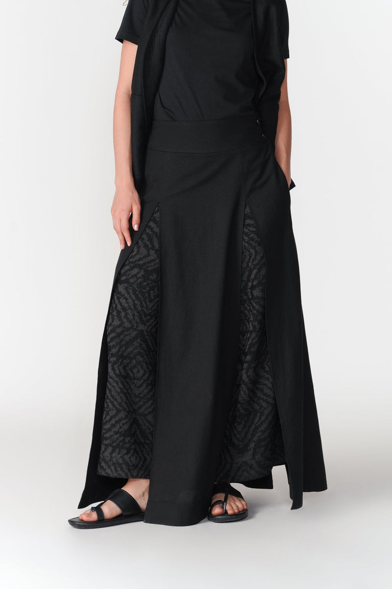 Chenille Layered Skirt Pants pant/trouser by Turn Black in black for women in Singapore