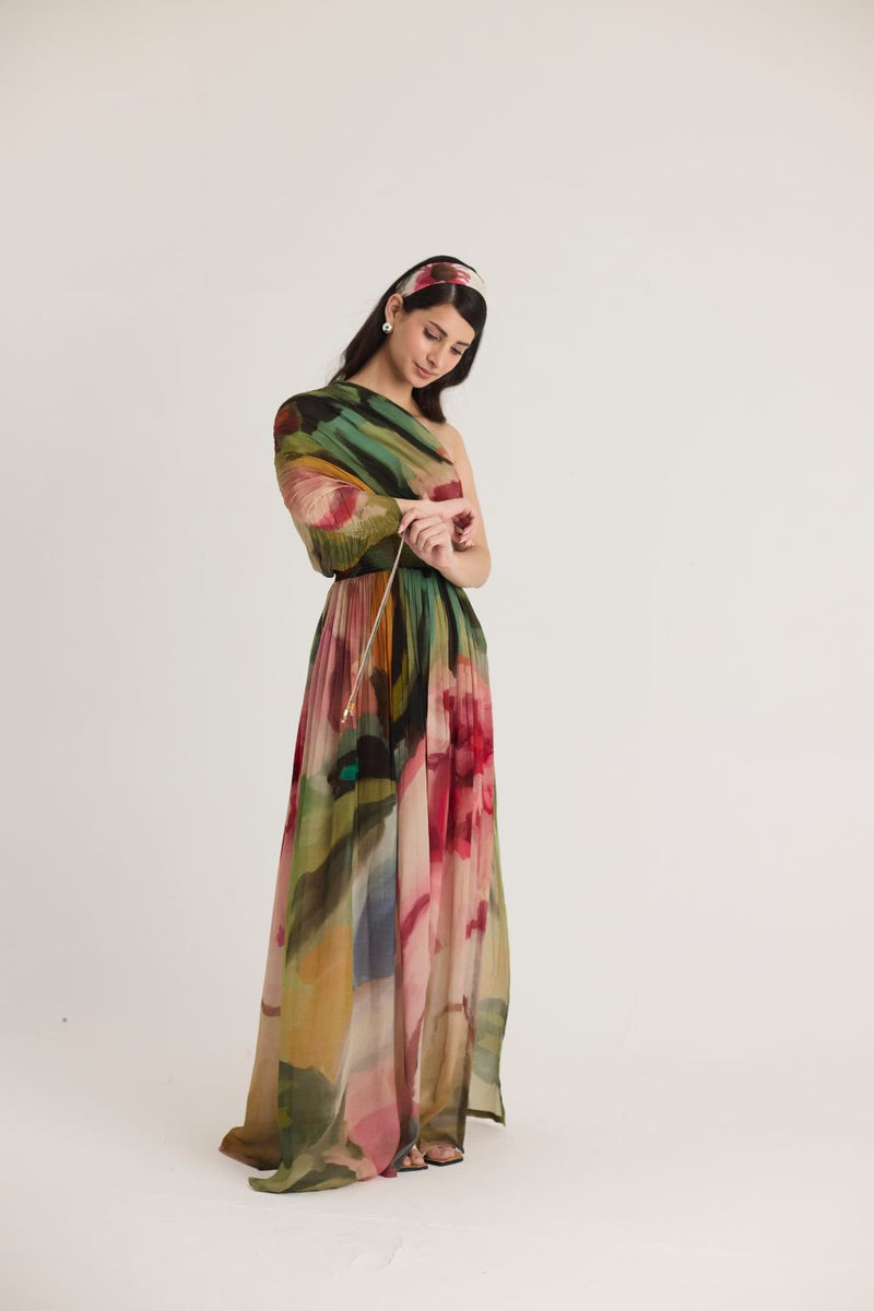 TILLY ONE SHOULDER DRESS mul by Yam in multi color for women in Singapore