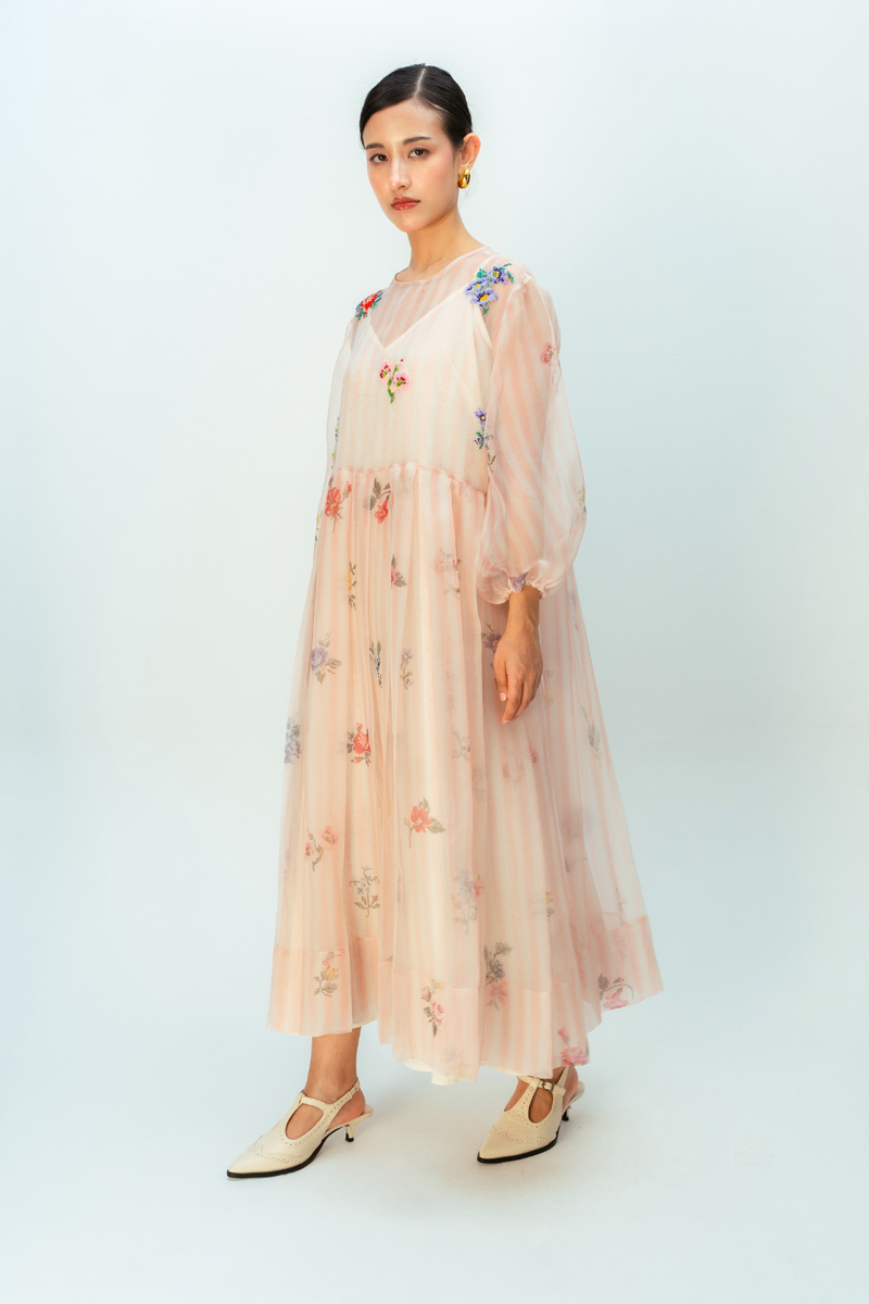 BARELY BLUSH DRESS silk organza dress by Ode to Odd in blush pink for women in Singapore