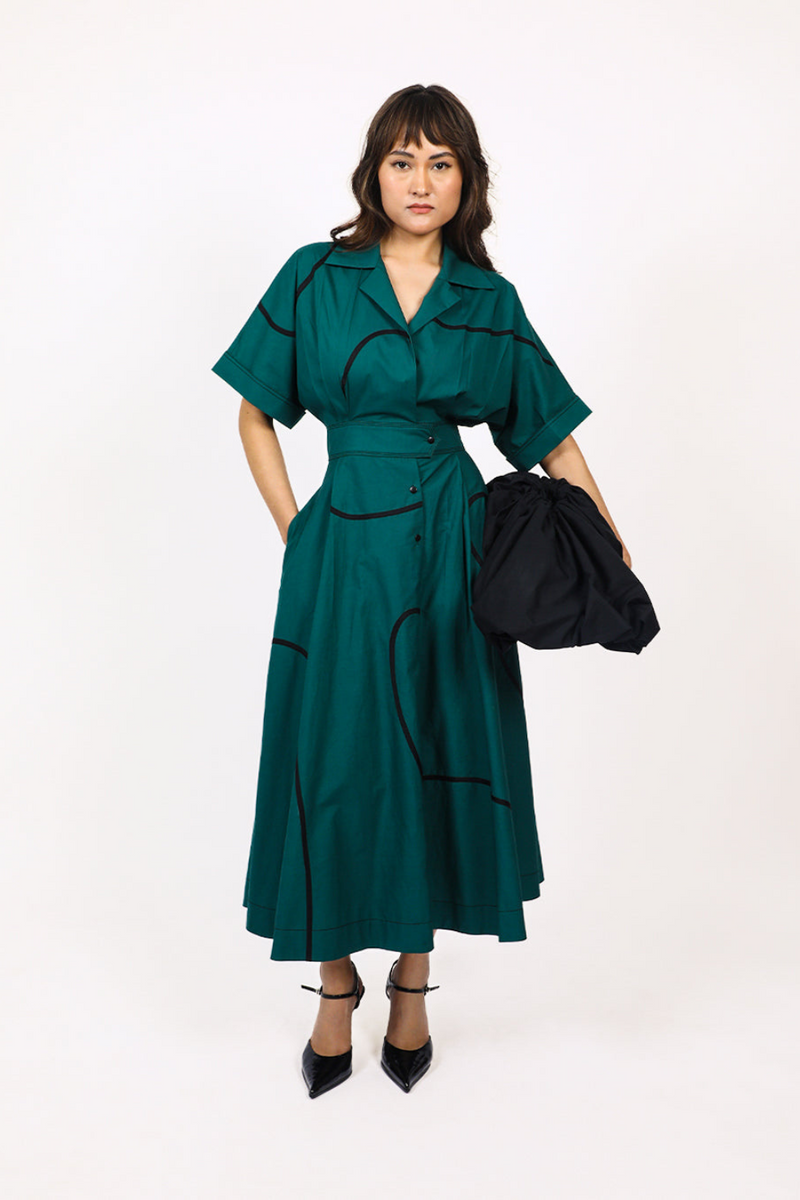 Stem Sundress 100% cotton Buy Stem Sundress from C&W | Dresses for Women by Leh Studios in green color for women in Singapore