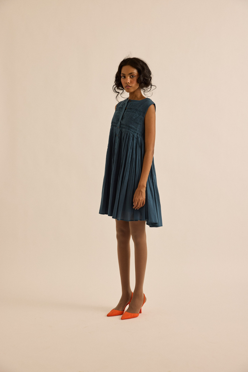 Aegean Dress mul dress by Khara Kapas in navy for women in Singapore