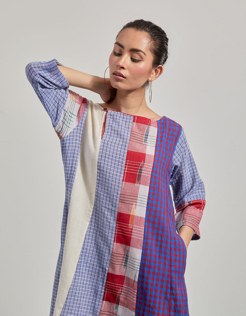 Skylark Dress gamcha dress by 145 East in blue, purple, red for women in Singapore