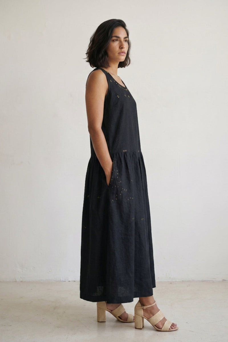 Susan Noir Dress hemploop, lyocell dress by Doodlage in black for women in Singapore