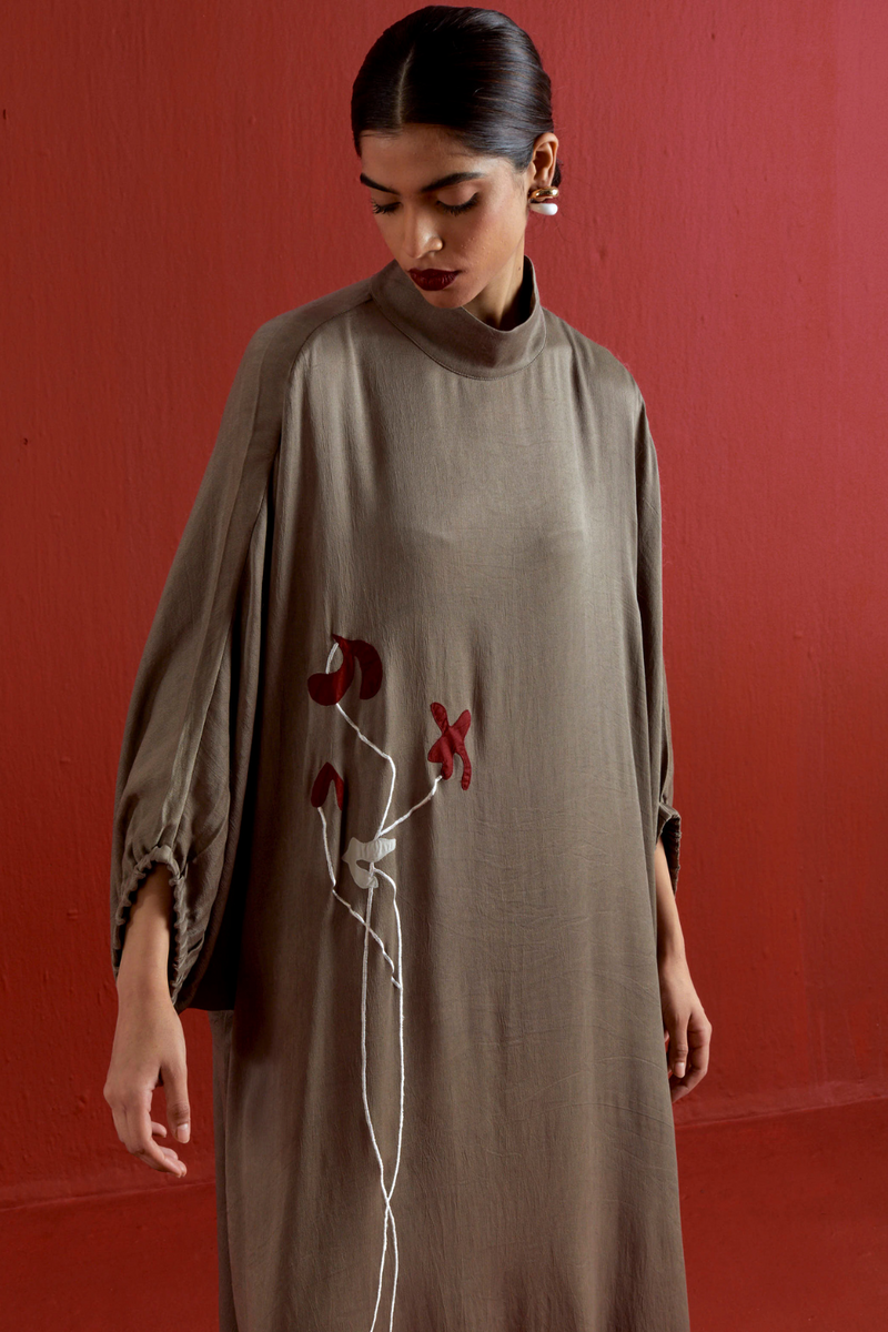 FLORAL FRINGE KAFTAN CO-ORD-CEDAR satin by THREE for women in Singapore