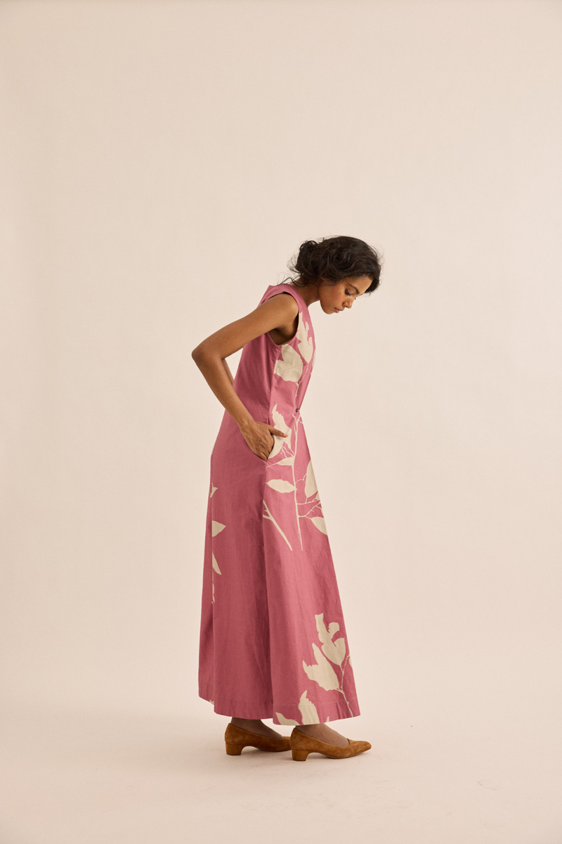Dalia Jumpsuit oxford jumpsuit by Khara Kapas in rose pink for women in Singapore