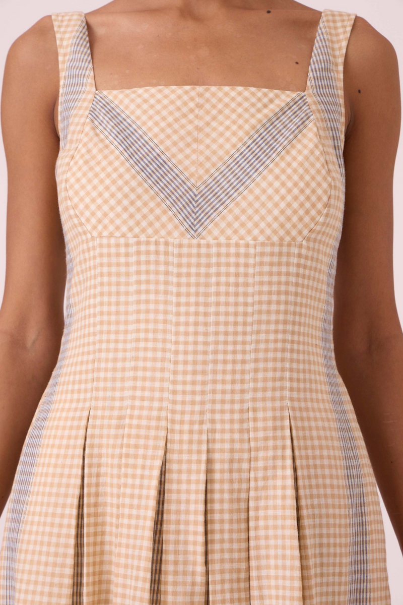 Bosie Beige Handwoven Dress cotton by The Summer House in pink color for women in Singapore