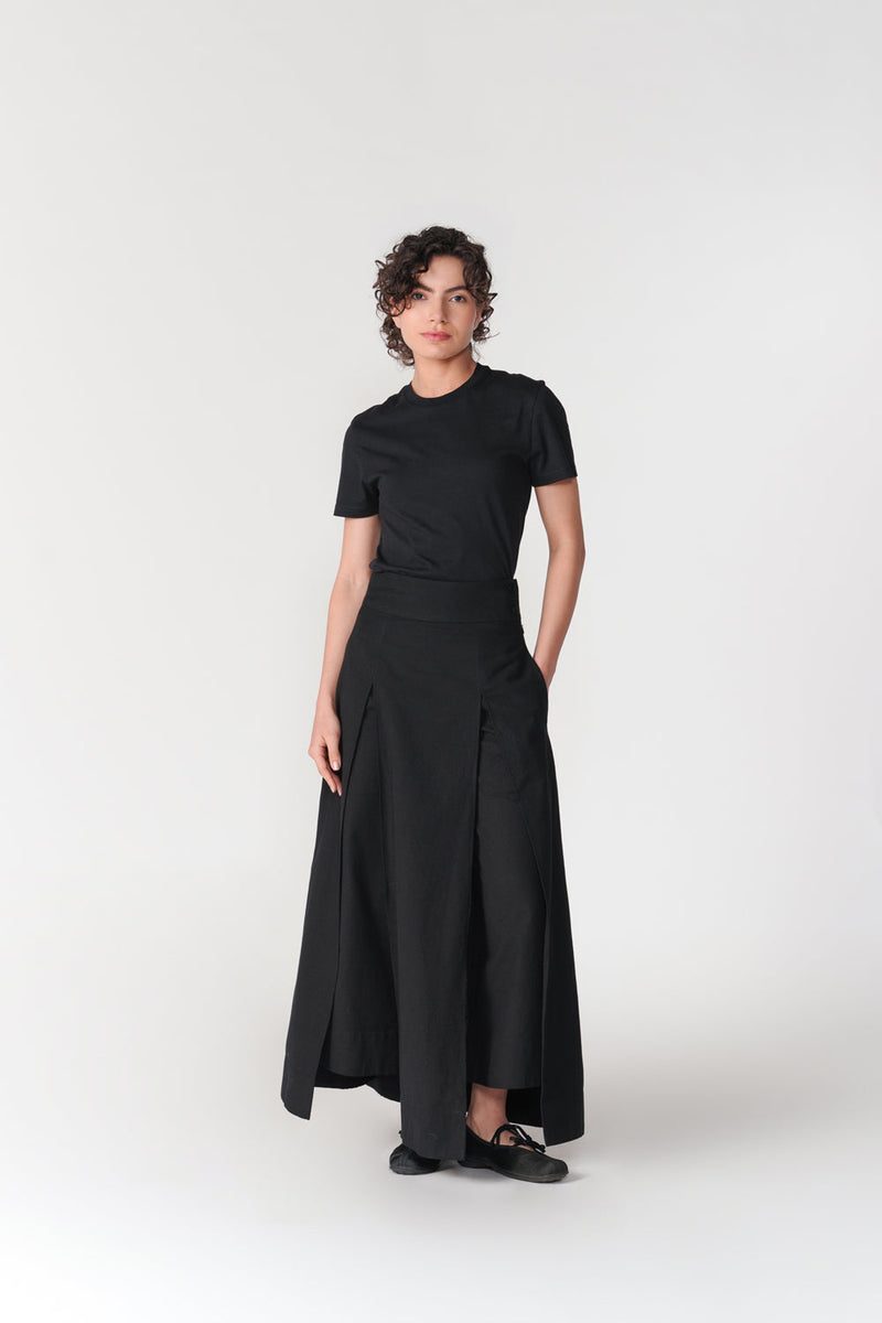 Layered Skirt Trouser pant/trouser by Turn Black in black for women in Singapore