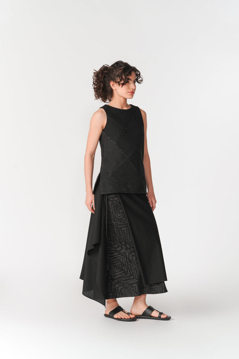 Midi Layered Bias Skirt skirt by Turn Black in black for women in Singapore