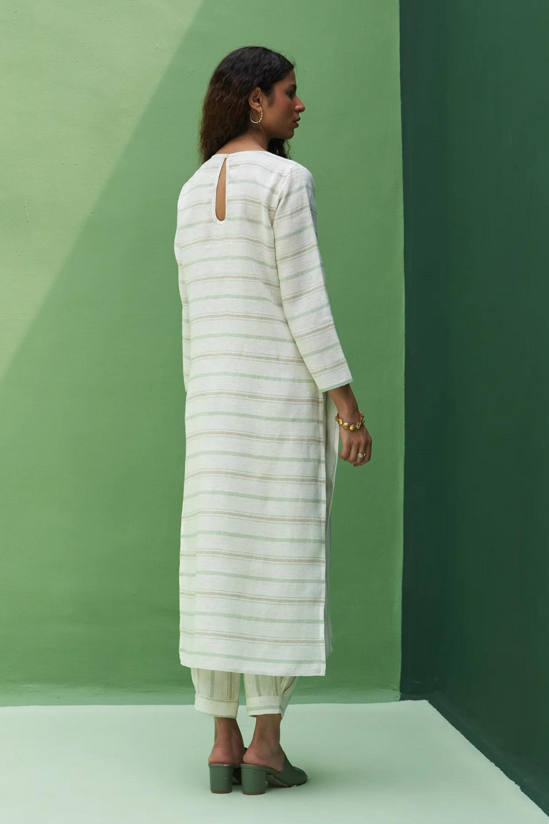 Eiko Striped Linen Kurta
- Mint linen by Manan in mint color for women in Singapore