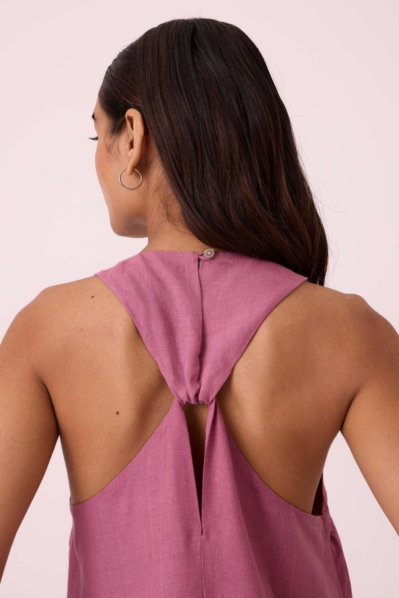 Amaran Lilac Linen Maxi Dress linen by The Summer House in black color for women in Singapore