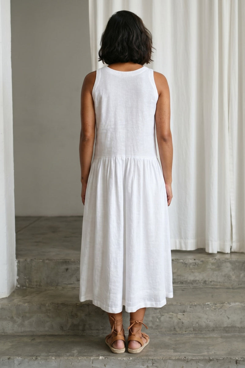 Susan White Dress hemploop, lyocell dress by Doodlage in white for women in Singapore
