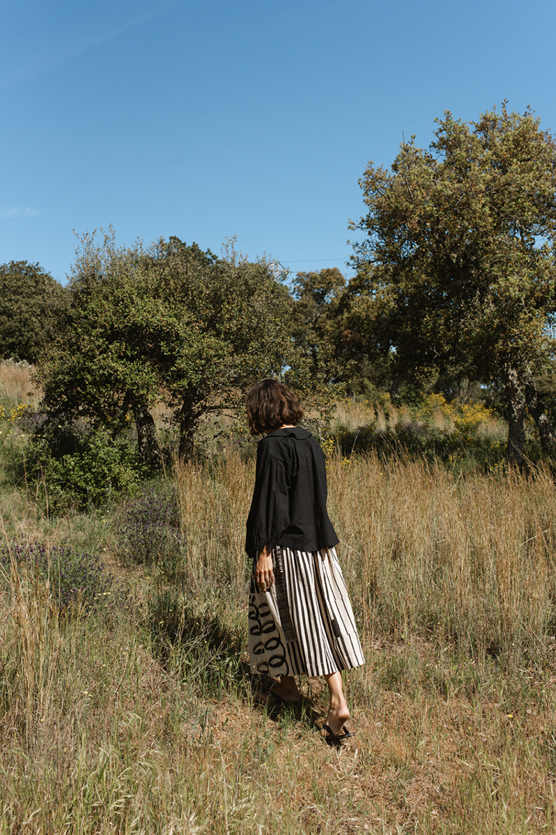 Foundational Blouse-Black cotton muslin top/shirt by World of Crow in black for women in Singapore