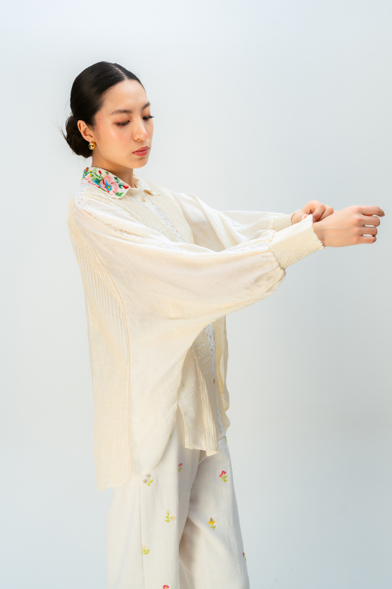 DREAM HOUR SHIRT silk top/shirt by Ode to Odd in off white for women in Singapore