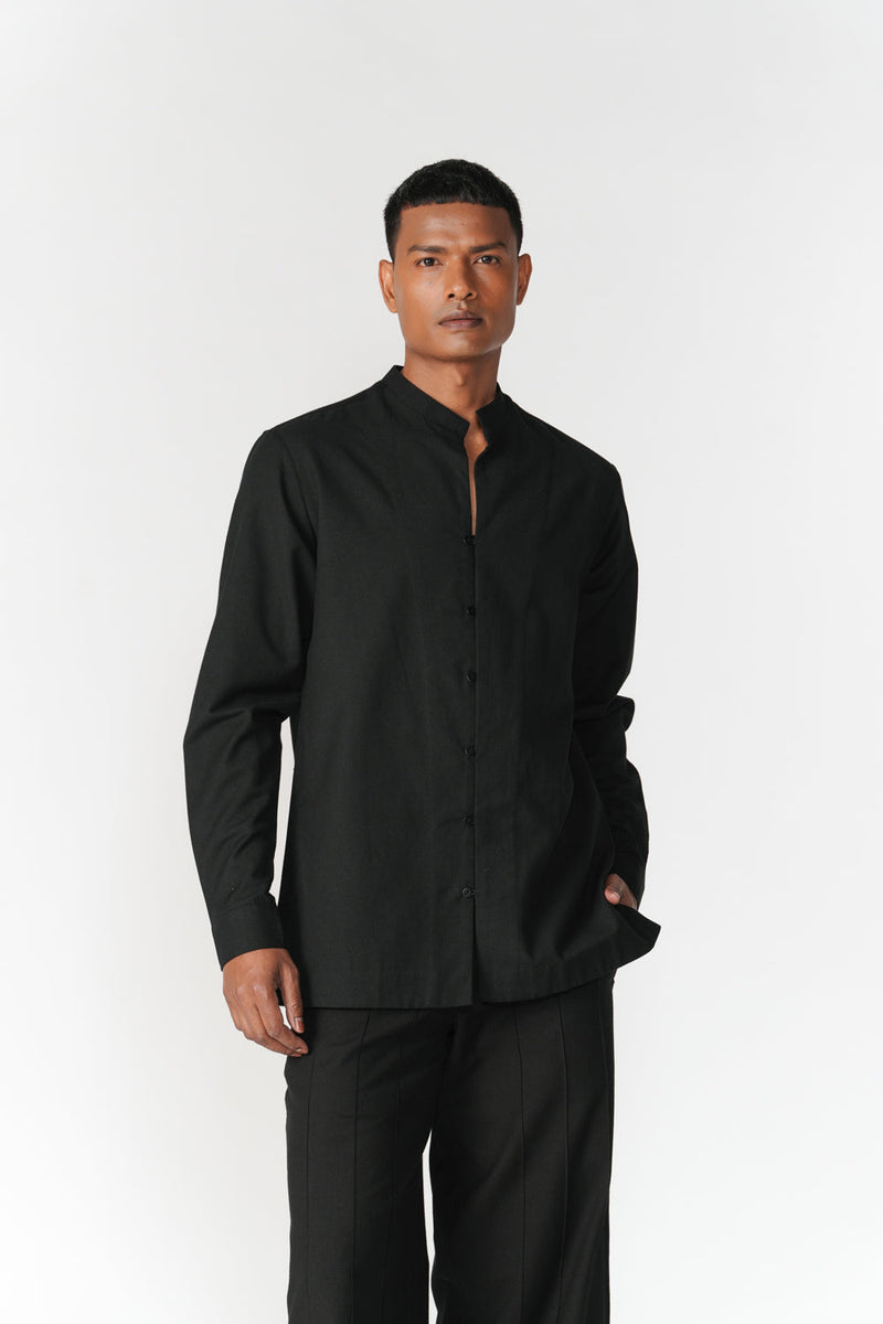 Relaxed Cotton Shirt top/shirt by Turn Black in black for men in Singapore