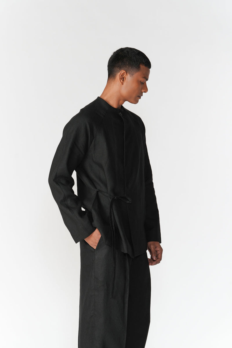 Overlapping Front Panel Jacket jacket/overlay by Turn Black in black for men in Singapore