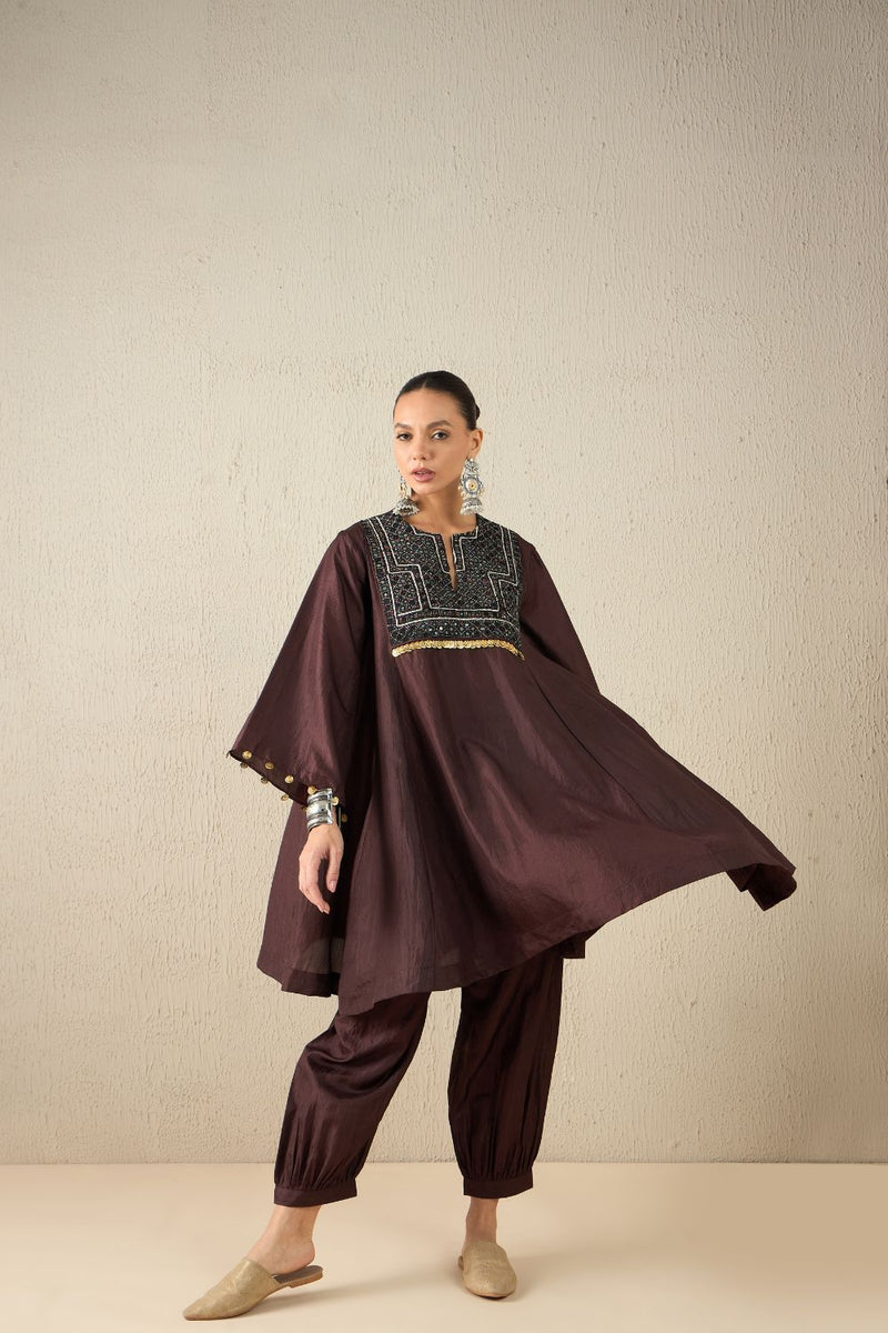 AFGHANI SILK SET silk by Aavidi in yellow color for women in Singapore
