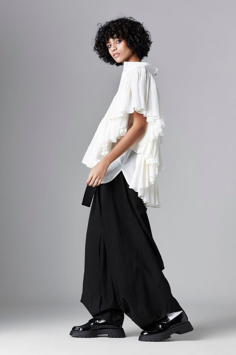 CRESCENT SHIRT cotton Tops and Shirts by Chola in white color for women in Singapore