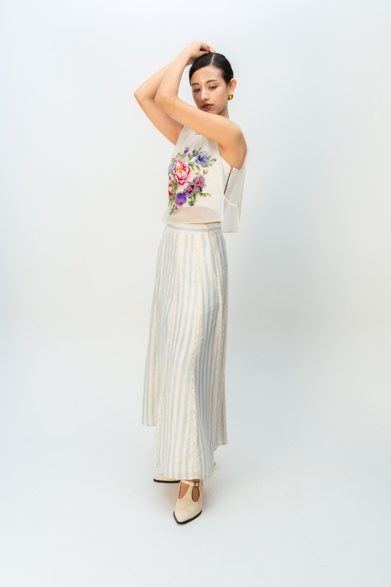 VANILLA BLOOM BIB silk organza jacket/overlay by Ode to Odd in off white for women in Singapore
