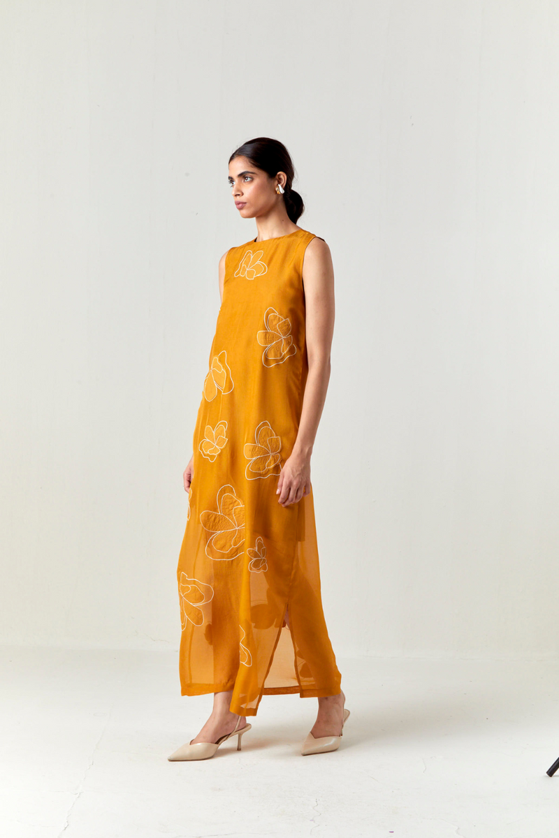 COLLARED WAIST COAT CO-ORD-OCHRE satin by THREE for women in Singapore