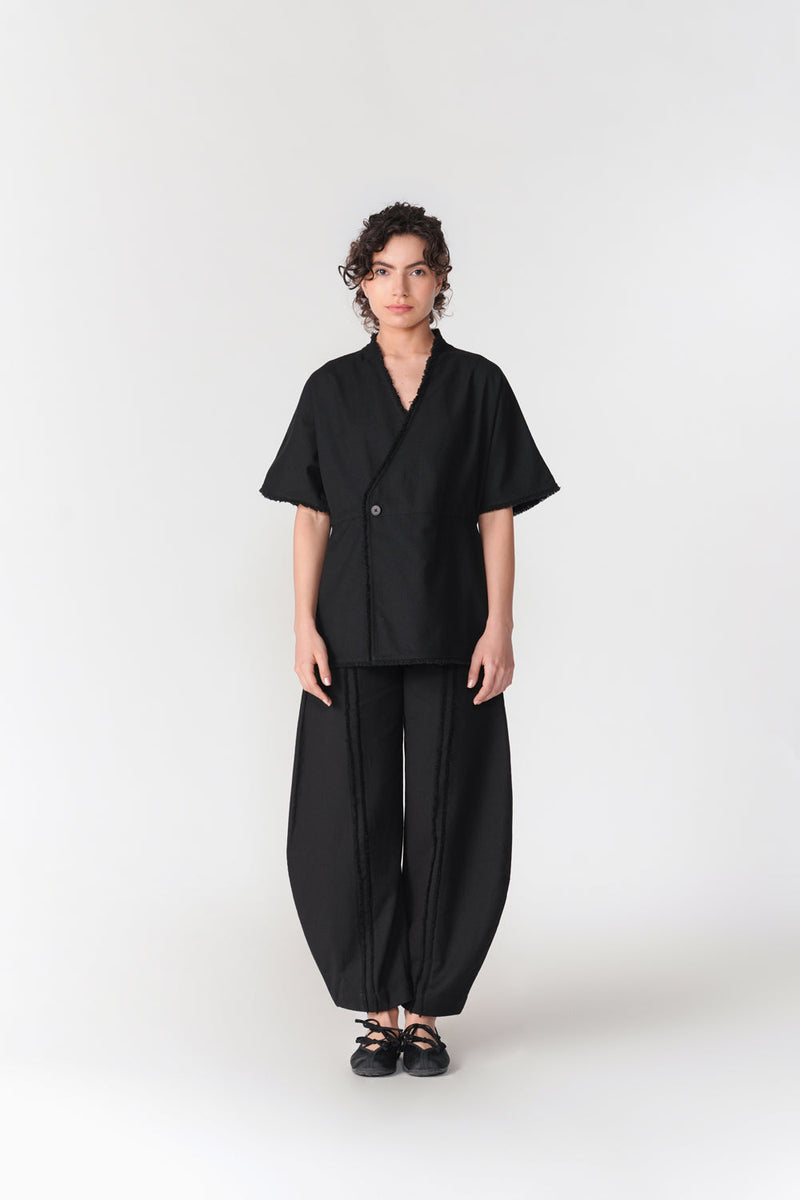 Kumo Drawstring Shirt top/shirt by Turn Black in black for women in Singapore
