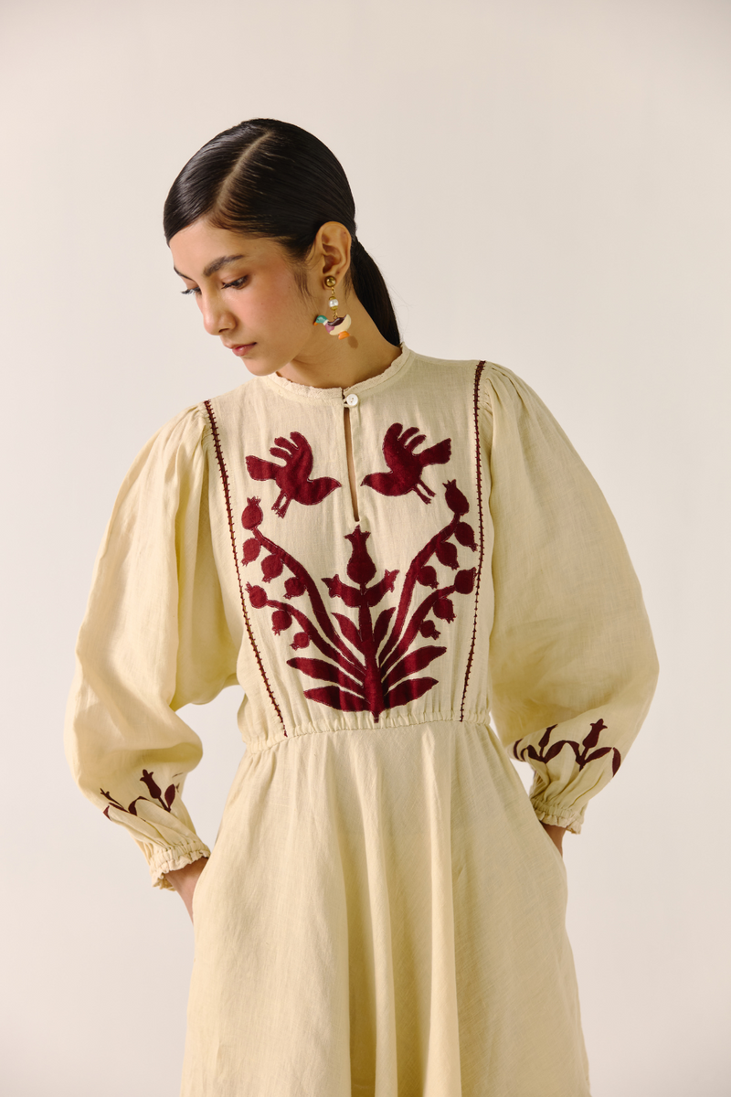 Emma Dress - Ivory linen by CORD in ivory for women in Singapore