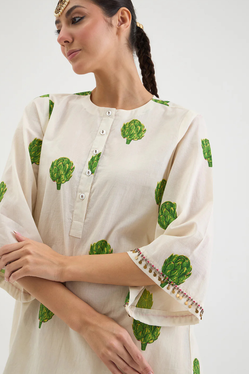 OFF WHITE ARTICHOKE SET cotton by AAVIDI in white color for women in Singapore