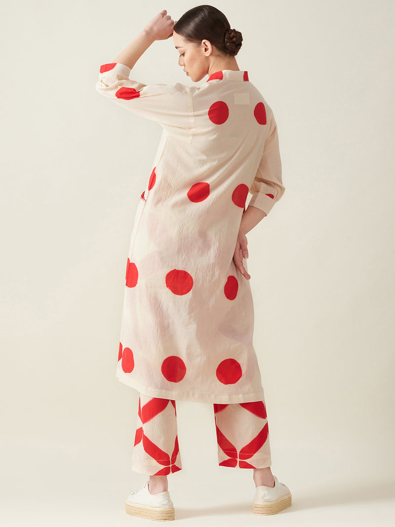 Polka Kurta Set cotton Light Kurta Sets by Aavidi in white color for women in Singapore