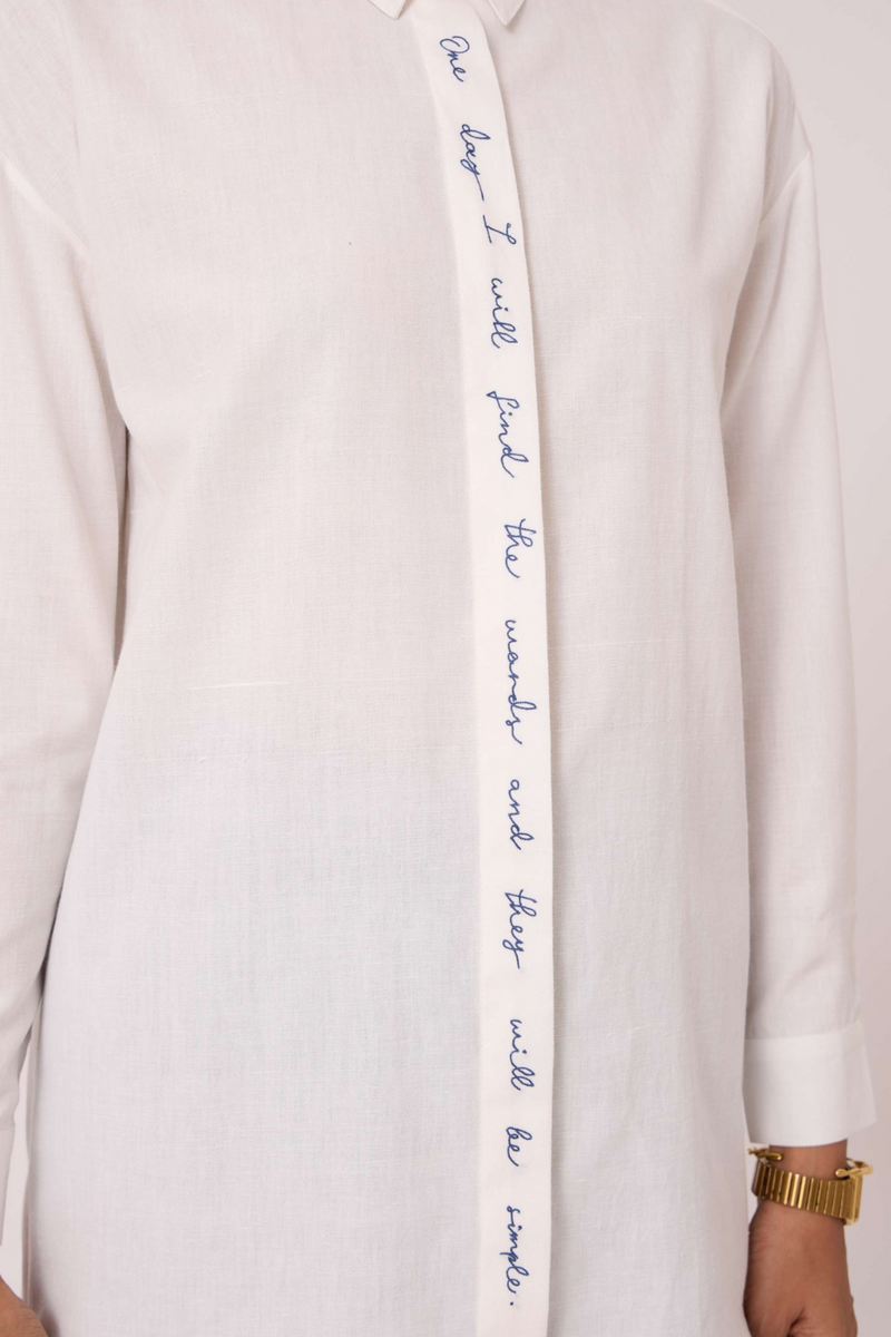 Kerouac Handwoven Embroidered Shirt cotton by The Summer House in white color for women in Singapore