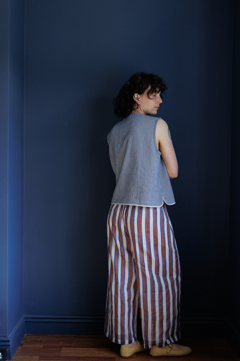 Classic Vest-AppliquŽ handwoven cotton top/shirt by World of Crow in multicolor for women in Singapore