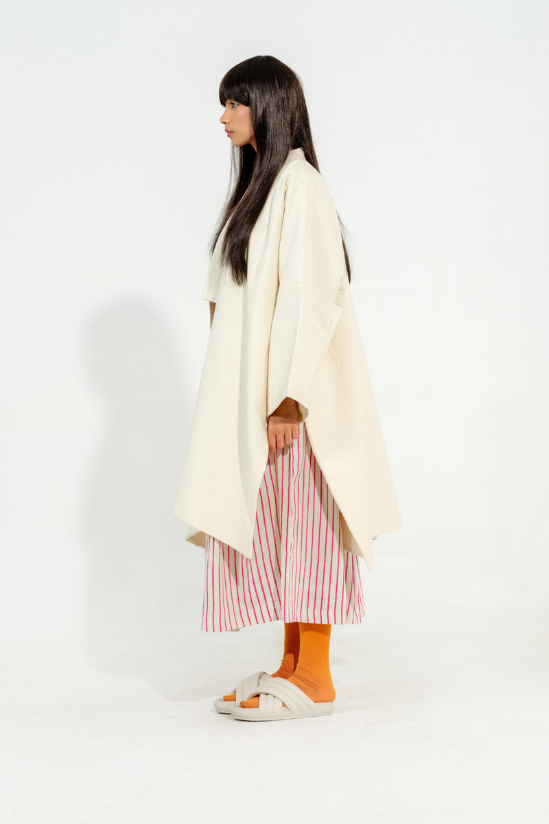 Shitake Jacket cotton matty jackets and overlays by Stoique in natural, pink for women in Singapore