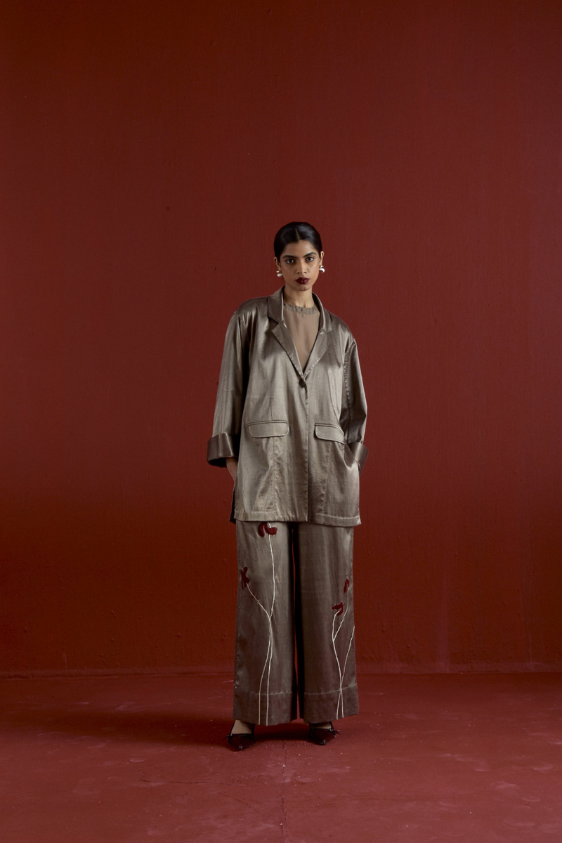 WIDE SLEEVE JACKET CO-ORD-CEDAR satin by THREE for women in Singapore