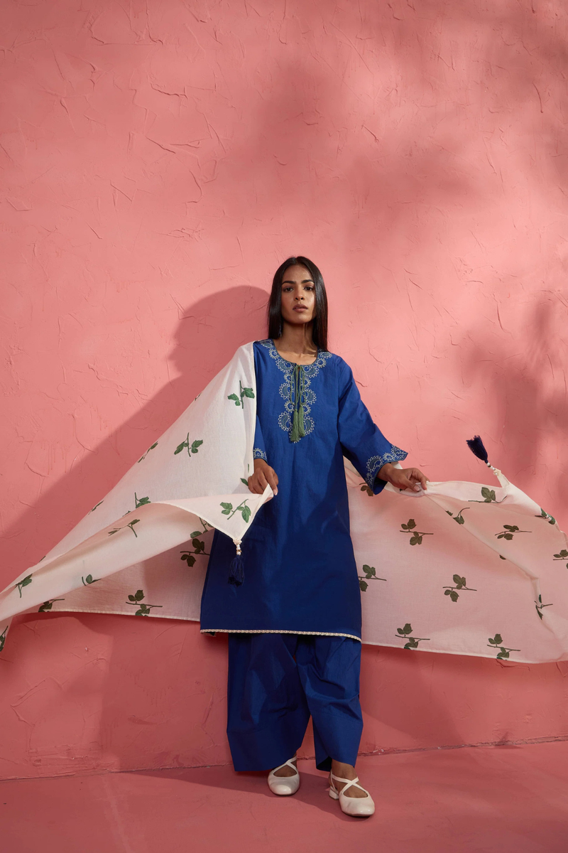 Leaf Dupatta cotton cambric dupatta by AAVIDI for women in Singapore