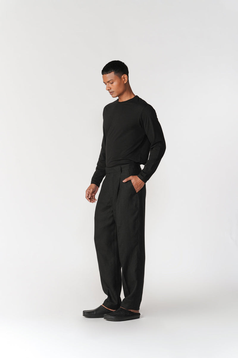 Mid Waist Tapered Pants pant/trouser by Turn Black in black for men in Singapore