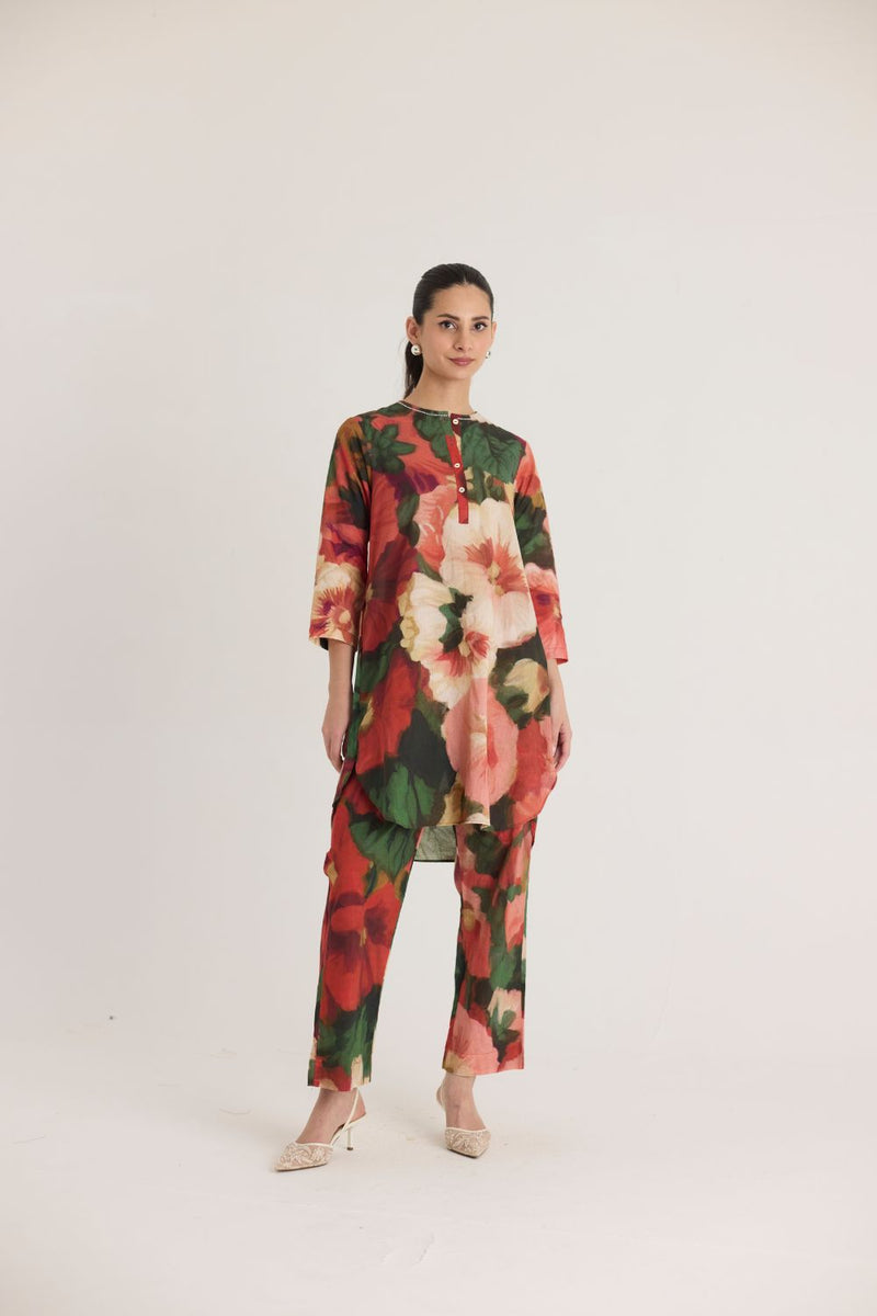 SCARLETT SHORT KURTA SET cotton by Yam in multi color for women in Singapore