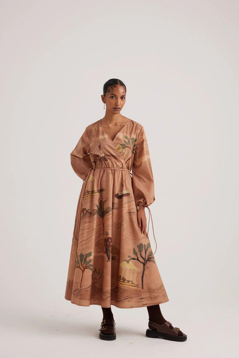 Drawstring Dress-Derby satin by CORD for women in Singapore