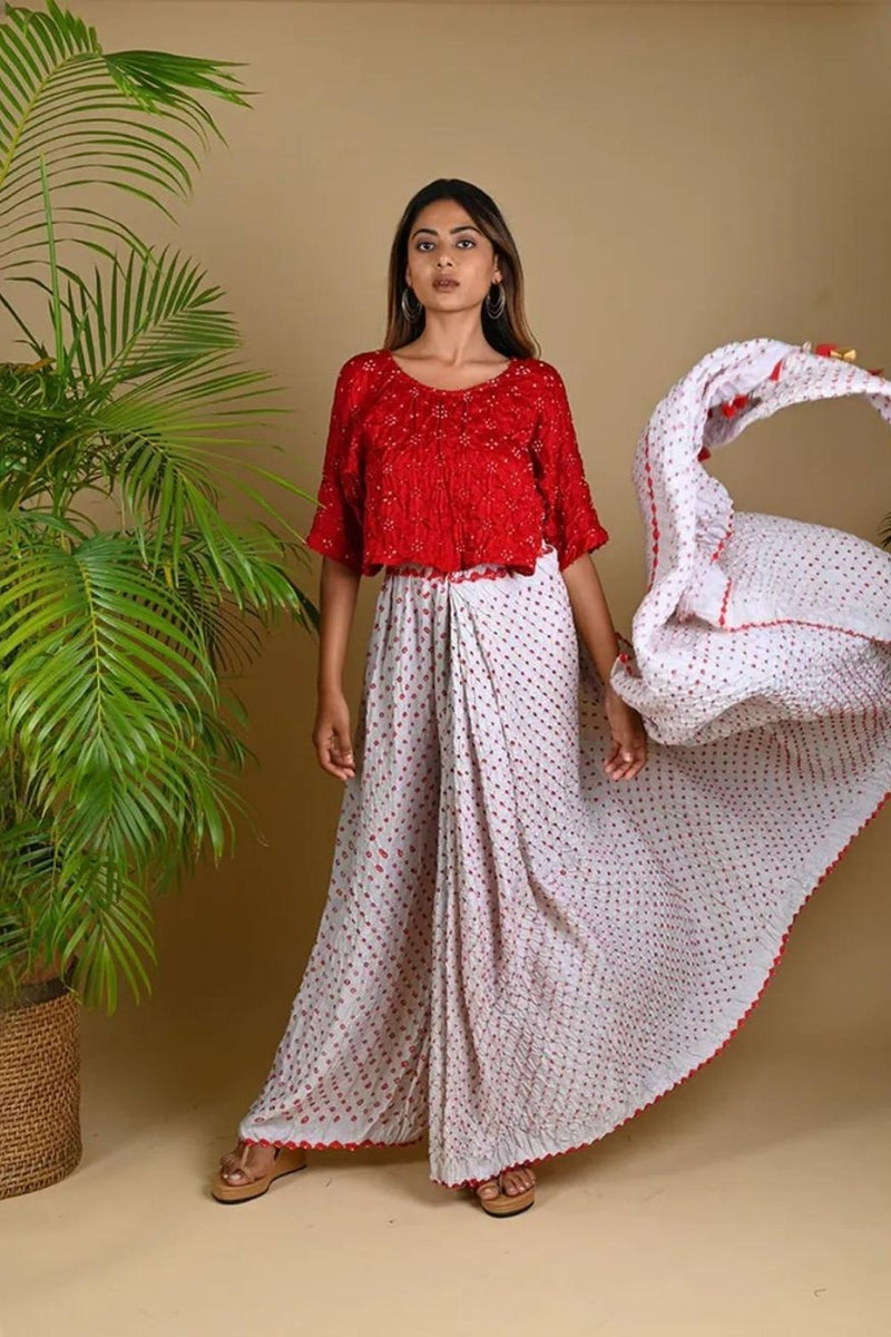 CROP TOP-RED silk by Dyelogue in red color for women in Singapore