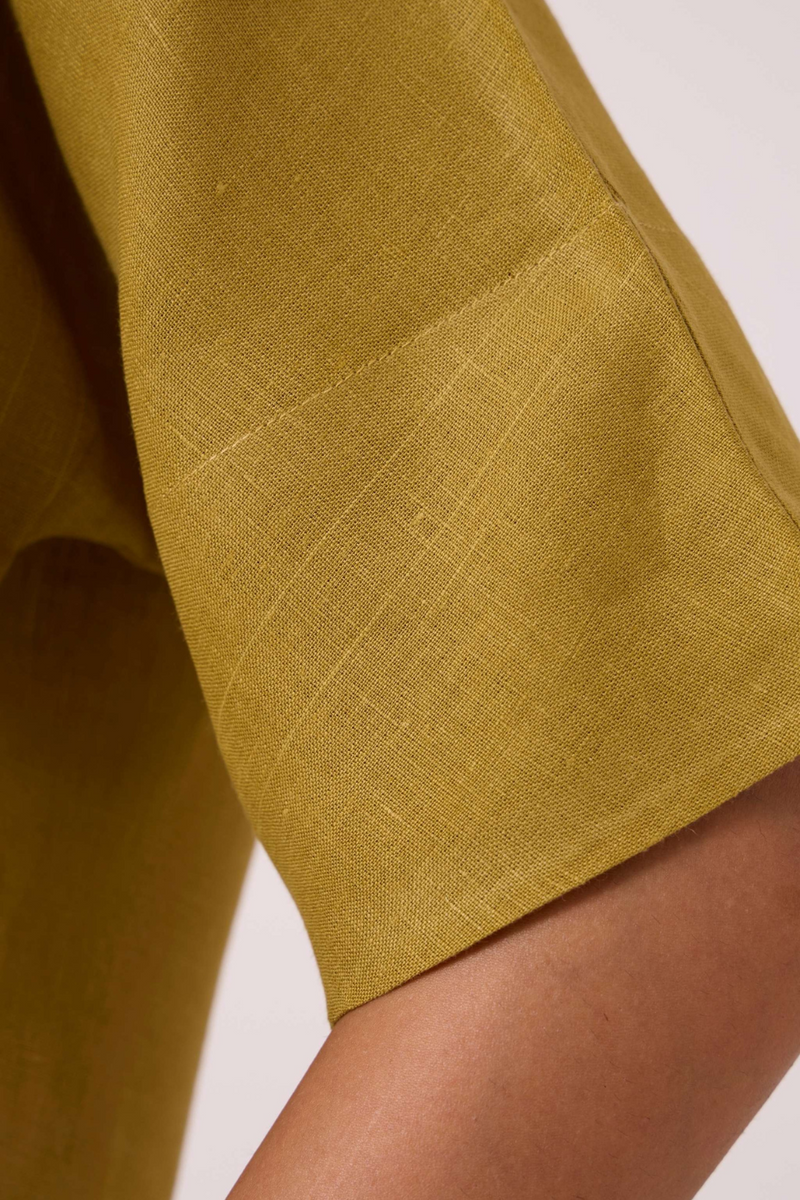 Bourne Olive Linen Top linen by The Summer House in olive color for women in Singapore