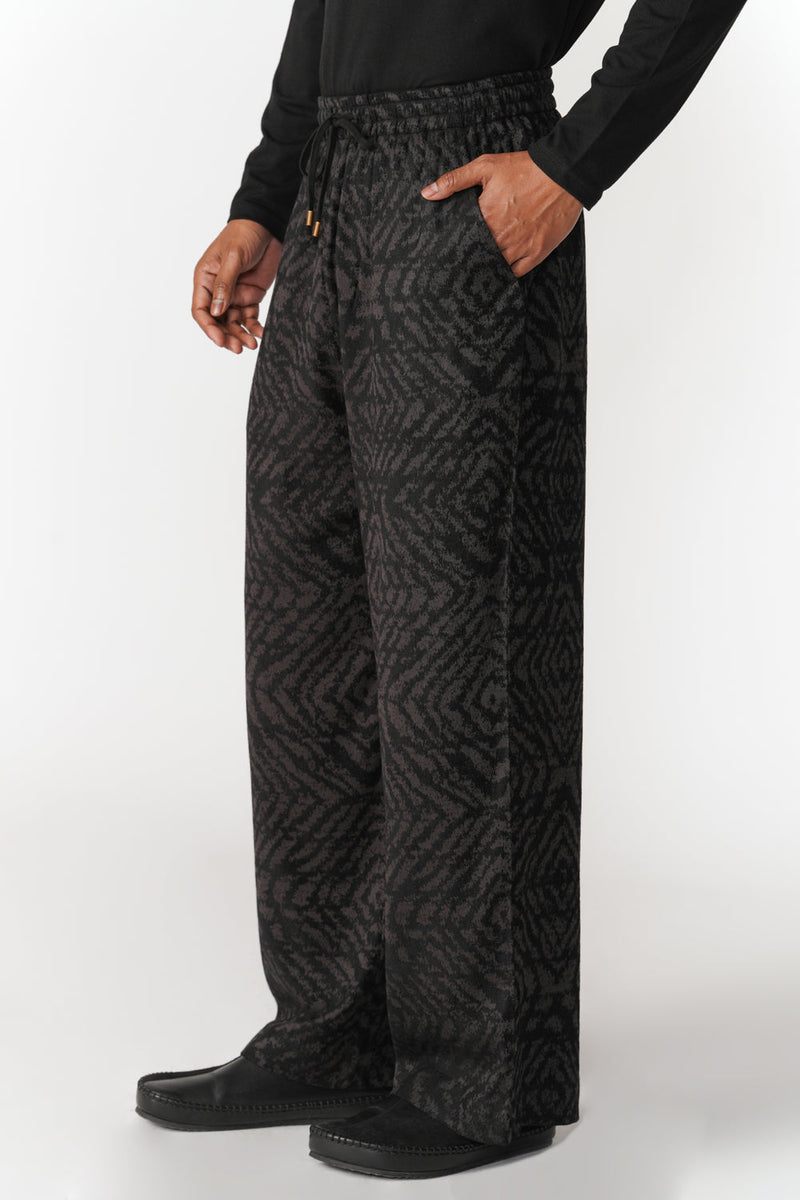Jacquard Lounge Pants pant/trouser by Turn Black in black for men in Singapore