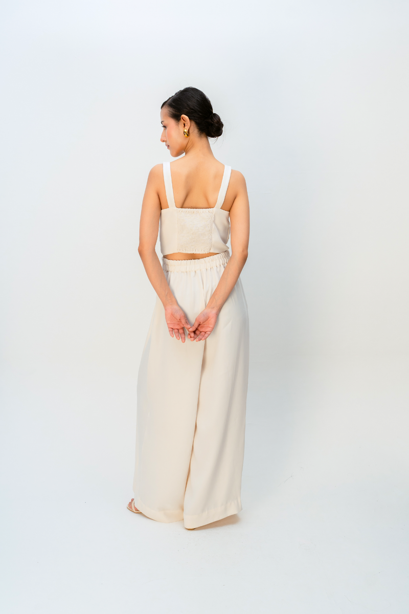 DAYLIGHT EASE TROUSER crepe pant/trouser by Ode to Odd in off white for women in Singapore