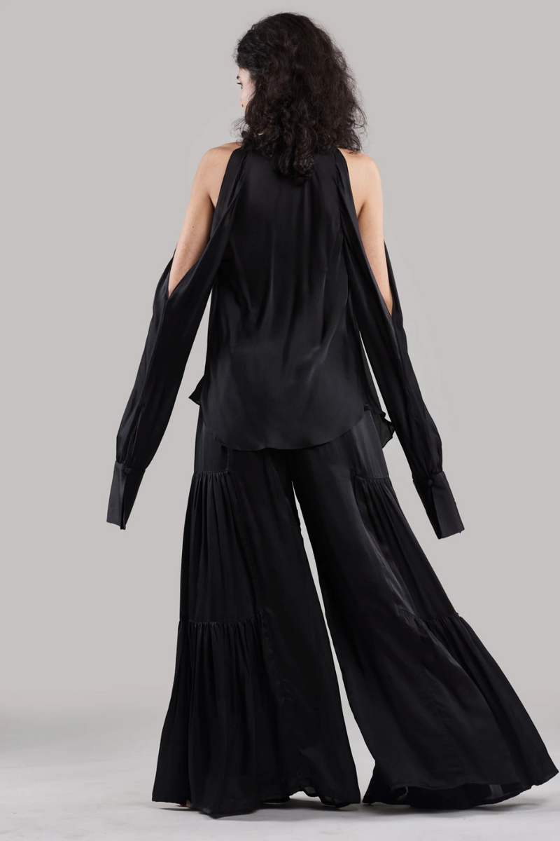 Pakhi Flared Pants with Versatile Top silk Buy Pakhi Flared Pants with Versatile Top from C&W | Tops And Shirts for Women by Ituvana in black color for women in Singapore