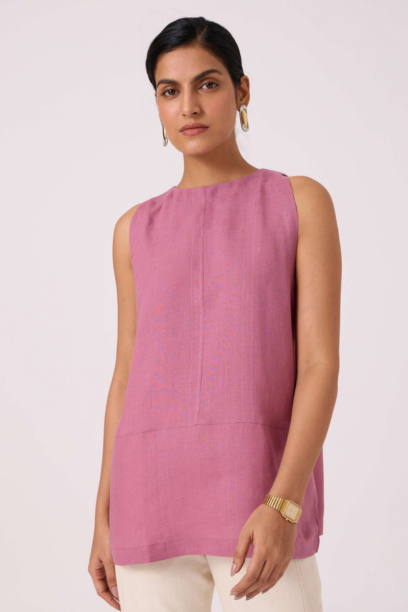 Eyre Lilac Linen Top linen by The Summer House in mauve color for women in Singapore