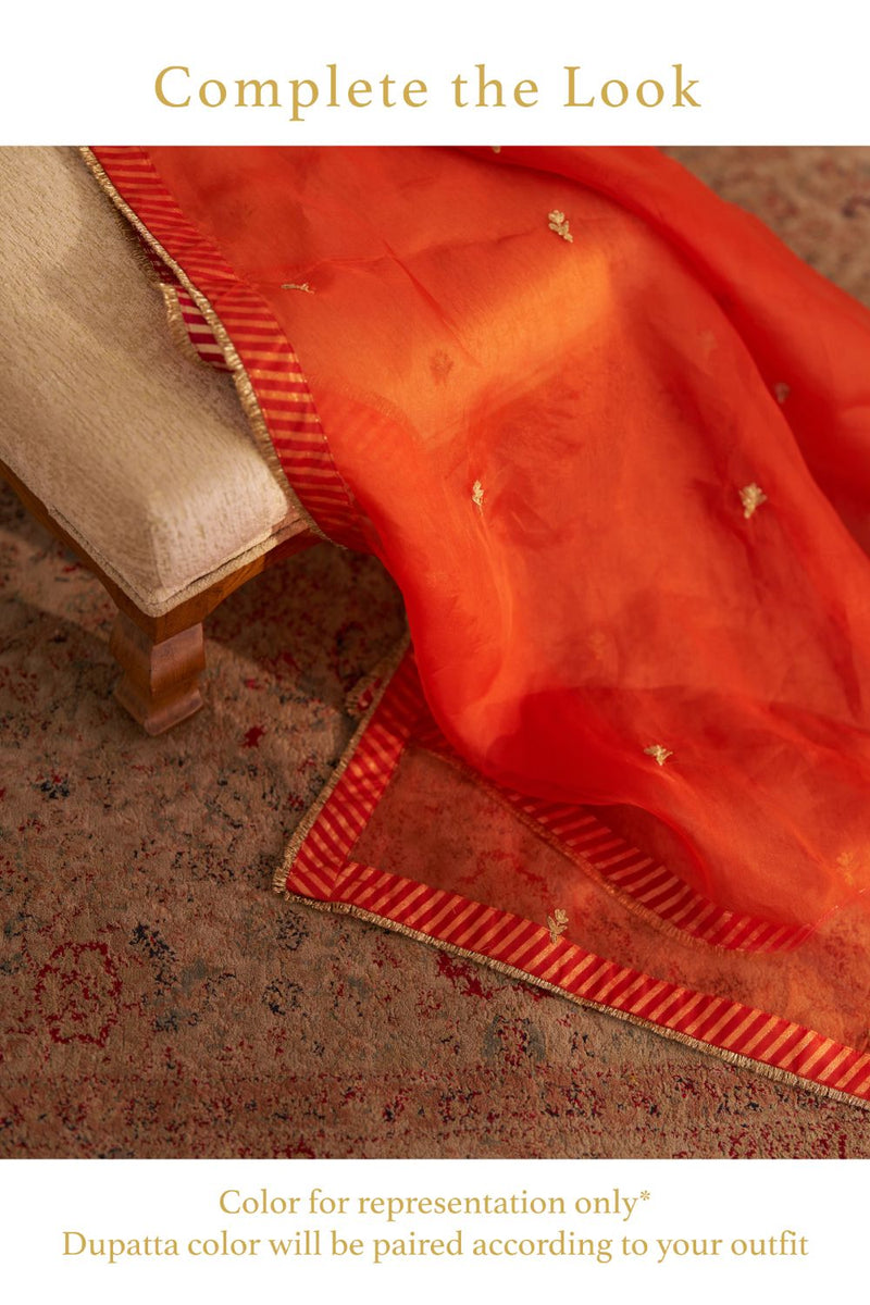 Niyah - Short Chauga With Salwar-Orange silk by SHEETAL BATRA in orange color for women in Singapore
