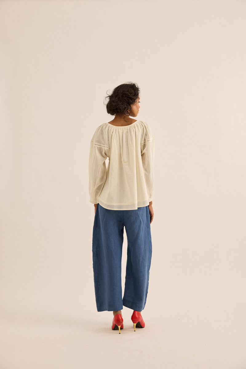 Pumice Top mul top/shirt by Khara Kapas in ivory for women in Singapore