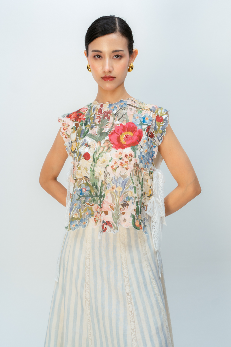 MORNING DEW BIB linen jacket/overlay by Ode to Odd in multi for women in Singapore