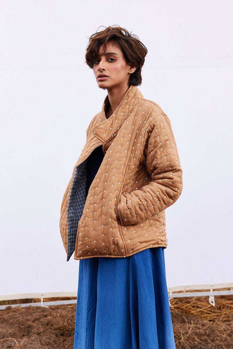 Barn jacket cotton by Khara Kapas in beige for women in Singapore
