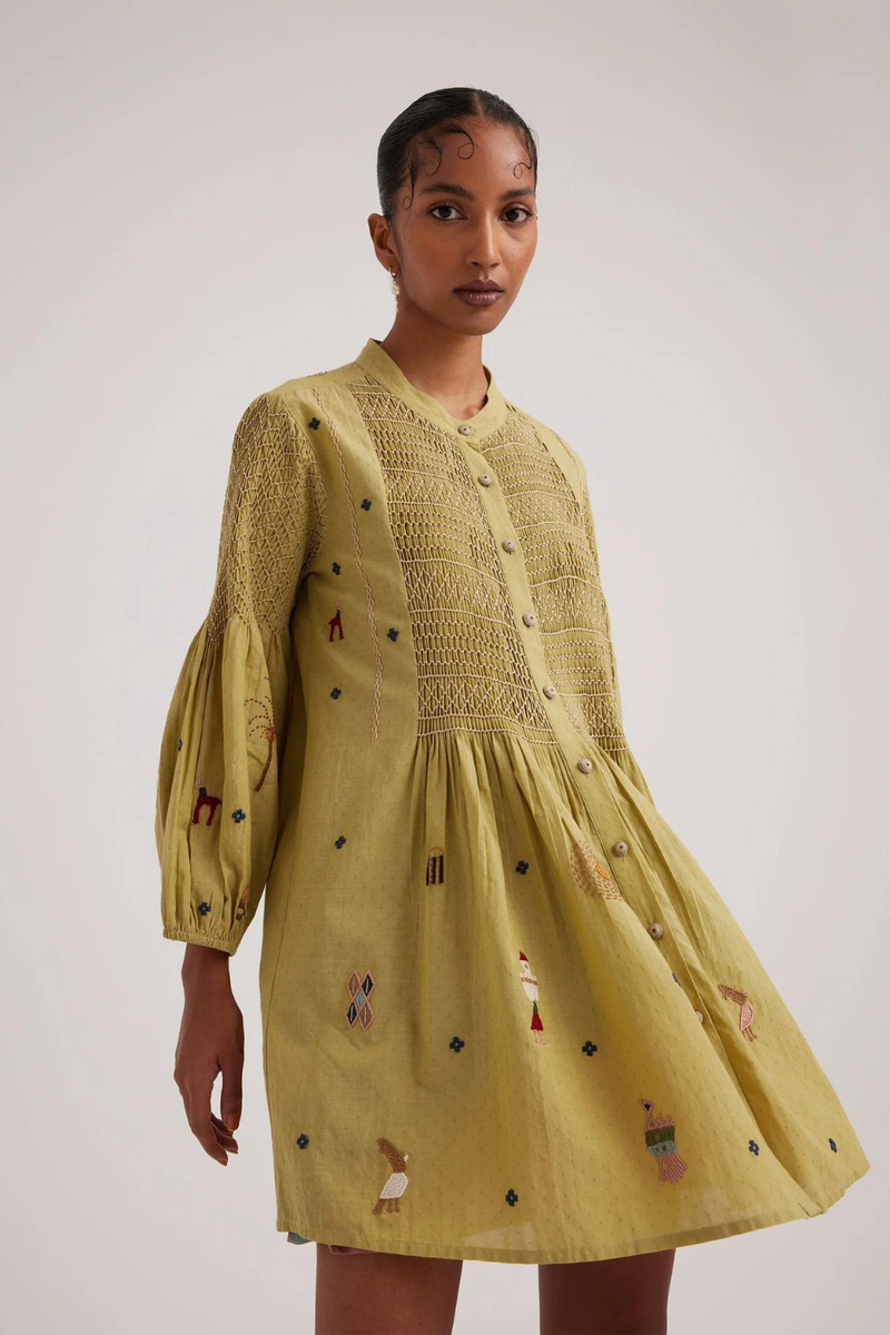 Porto Top-Folk Green cotton by CORD for women in Singapore