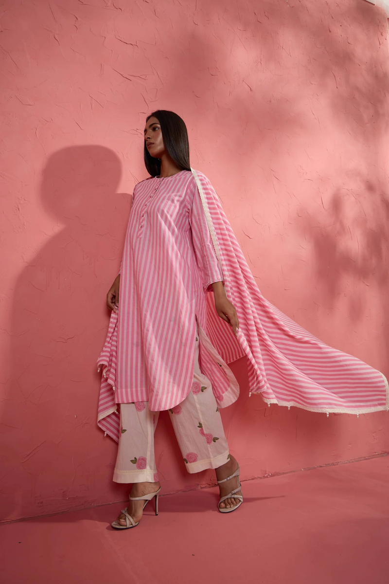Stripe Dupatta cotton cambric dupatta by AAVIDI for women in Singapore