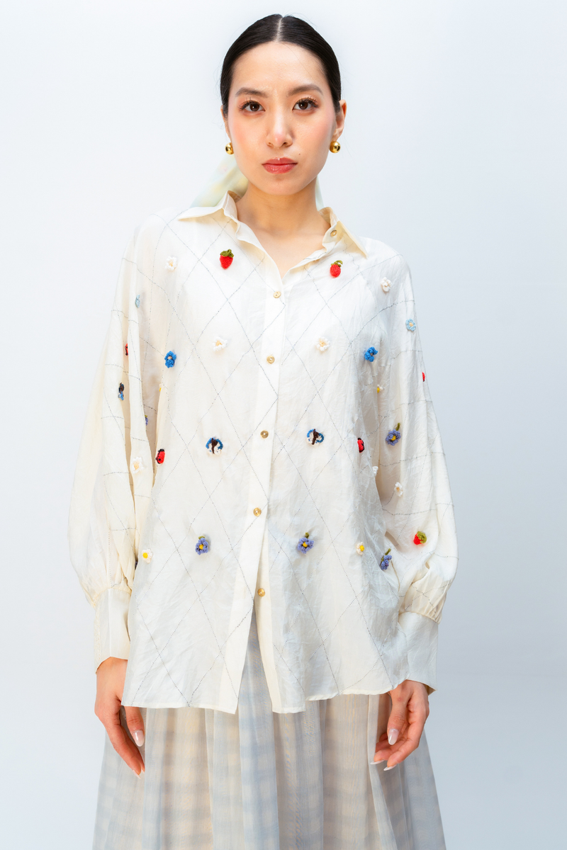 DREAMCORE SHIRT silk top/shirt by Ode to Odd in off white for women in Singapore