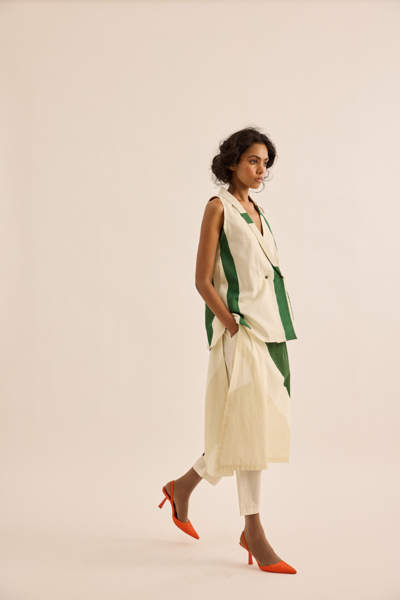 Laurel Top mul top/shirt by Khara Kapas in green for women in Singapore