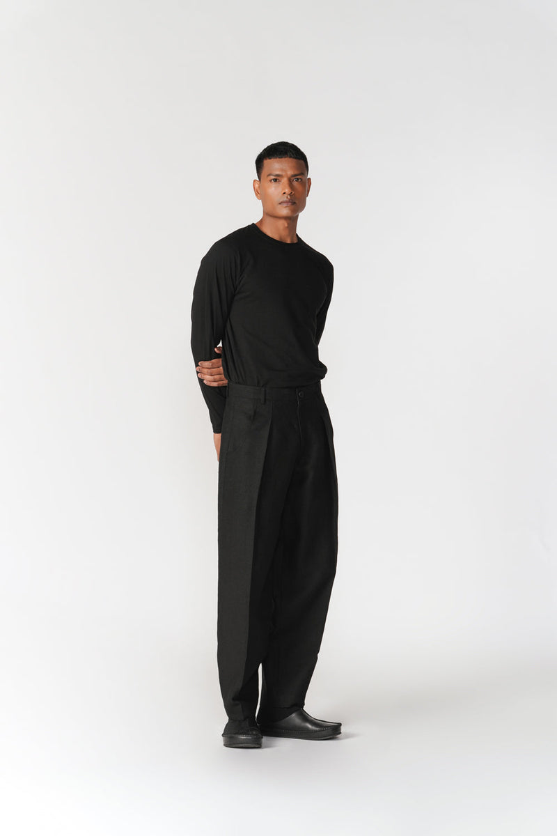Knife Pleat Barrel Pants pant/trouser by Turn Black in black for men in Singapore